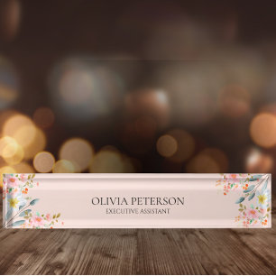 Modern Professional Boho Blooms Nameplate