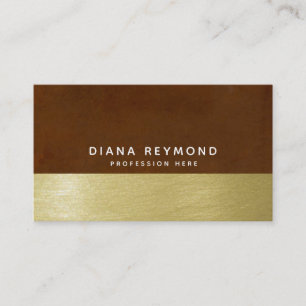 modern professional brown & faux gold business card
