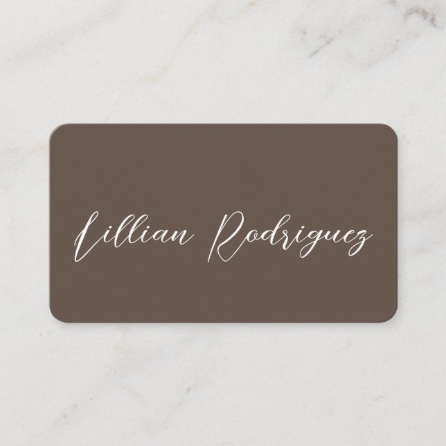 Modern Professional Brown Signature Business Card (Front)
