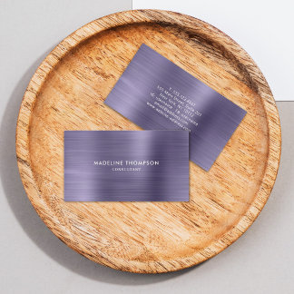 Modern Professional Brushed Metal Midnight Purple Business Card