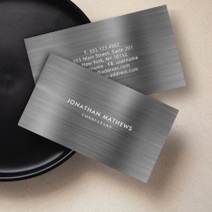 Modern Professional Brushed Metallic Grey Black Business Card
