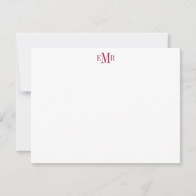 Modern Professional Burgundy 3 Monogram Initial Card (Front)