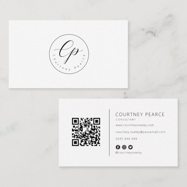 Modern professional business card with QR code (Front/Back)