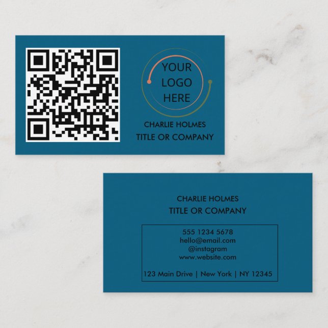 Modern Professional Business Card with QR Code  (Front/Back)