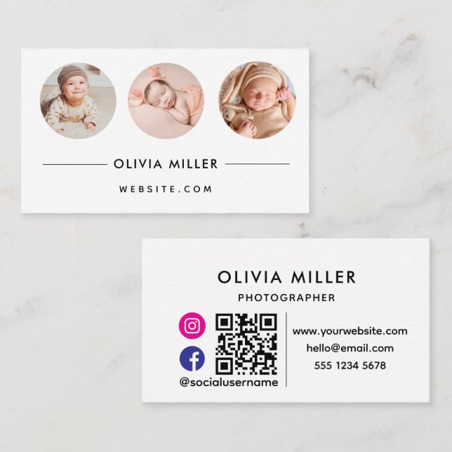 Modern Professional Business Card with QR Code (Front/Back)