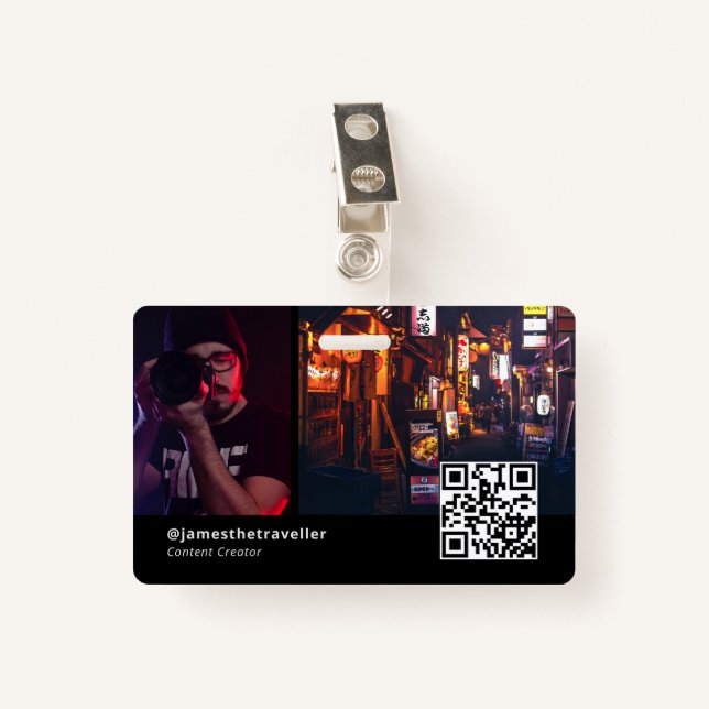 Modern Professional Business Card with QR Code ID ID Badge (Front with Clip)