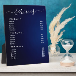 Modern Professional Business Price List  Plaque