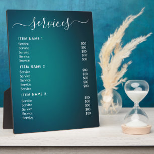 Modern Professional Business Price List  Plaque