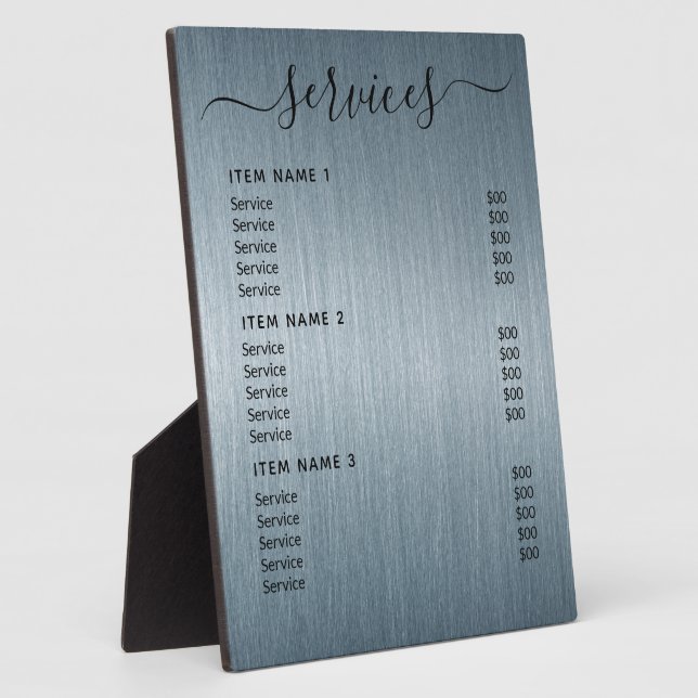 Modern Professional Business Price List  Plaque (Side)