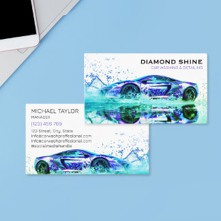 Modern Professional Car Detailing Washing Cleaning Business Card