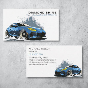 Modern Professional Car Detailing Washing Cleaning Business Card