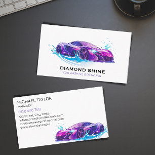 Modern Professional Car Detailing Washing Cleaning Business Card