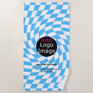 Modern Professional Chic Chequered Pale Blue Custo Beach Towel