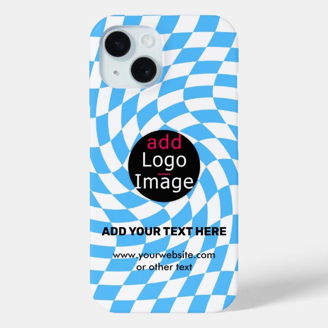 Modern Professional Chic Chequered Pale Blue Custo Case-Mate iPhone Case (Back)