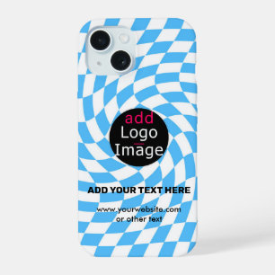 Modern Professional Chic Chequered Pale Blue Custo iPhone 15 Case
