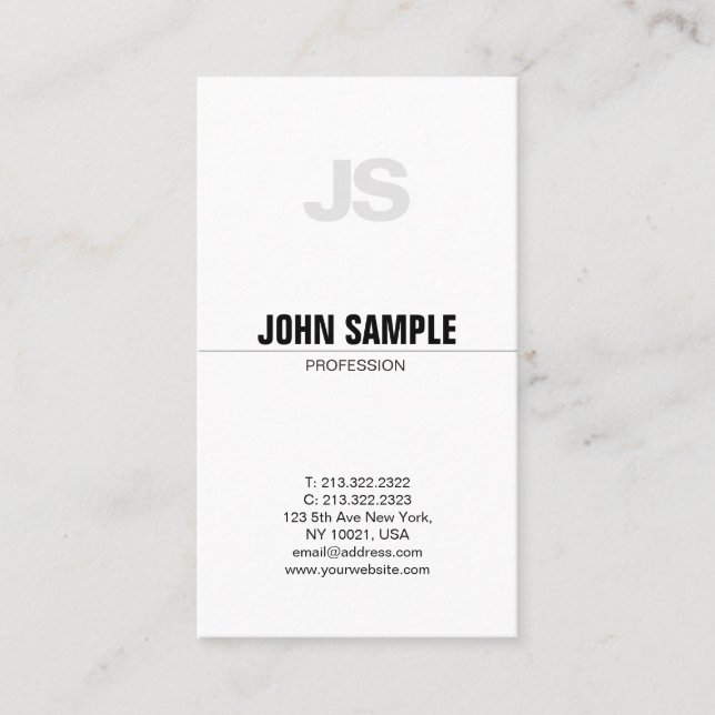 Modern Professional Chic Monogram Simple Plain Business Card (Front)