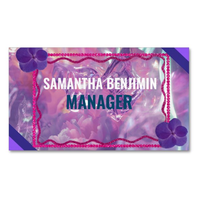 Modern Professional Classic Purple Pink Stylish Magnetic Business Card (Front)