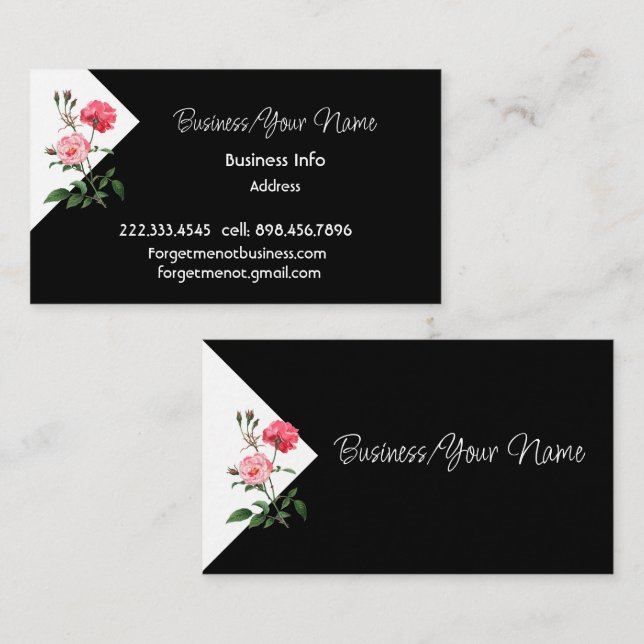 Modern Professional Classic Rose Flower  Business Card (Front/Back)