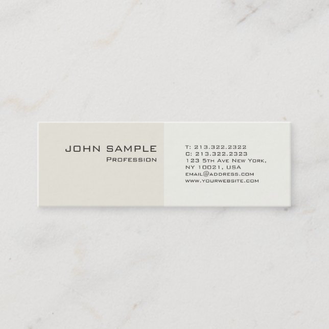 Modern Professional Classy Simple Plain Mini Business Card (Front)