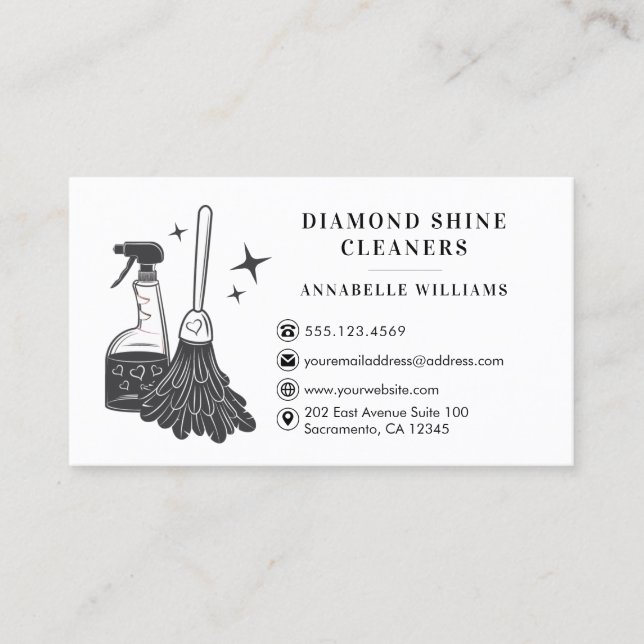 Modern Professional Cleaning Company Business Card (Front)