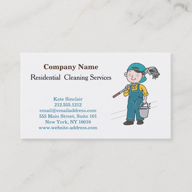 Modern Professional Cleaning Service Business Card (Front)