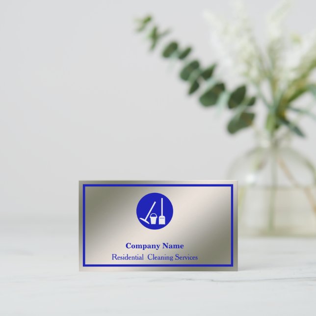Modern Professional Cleaning Service Business Card (Standing Front)