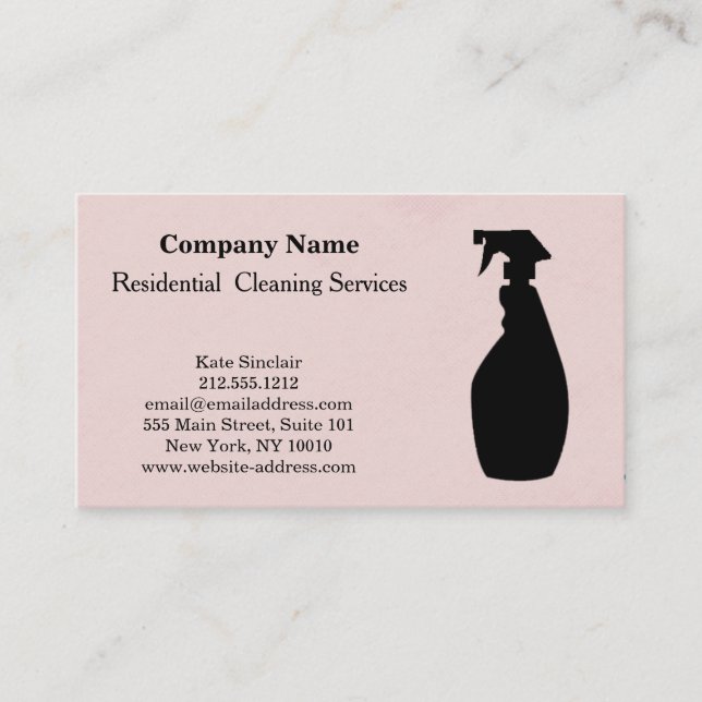 Modern Professional Cleaning Service Spray Bottle Business Card (Front)