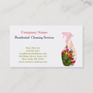 Modern Professional Cleaning Service Spray Bottle Business Card