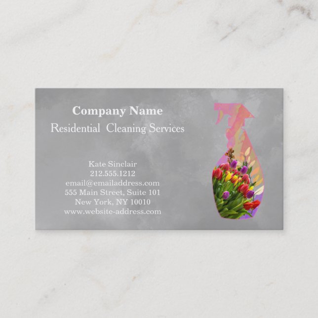 Modern Professional Cleaning Service Spray Bottle  Business Card (Front)