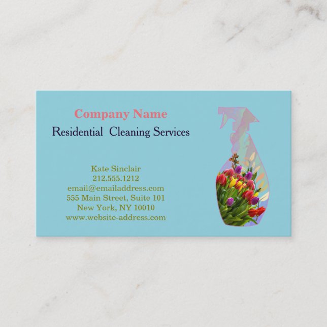 Modern Professional Cleaning Service Spray Bottle Business Card (Front)