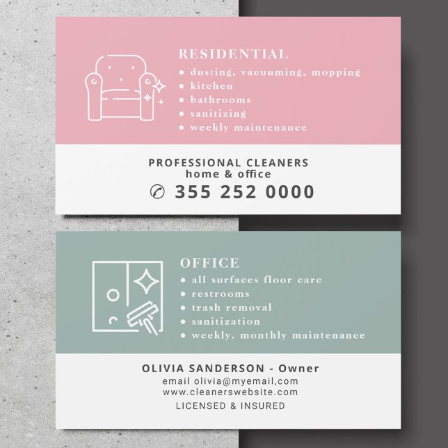 Modern professional cleaning services business card (Creator Uploaded)