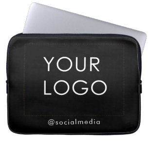 Modern Professional Company Business Logo Black Laptop Sleeve