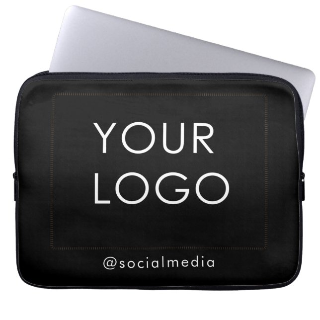 Modern Professional Company Business Logo Black Laptop Sleeve (Front)