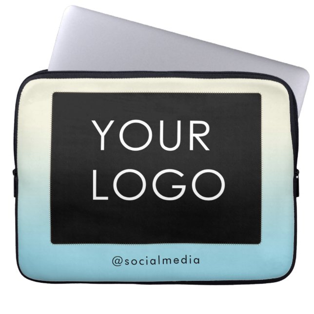 Modern Professional Company Business Logo Ombre Laptop Sleeve (Front)
