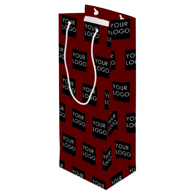 Modern Professional Company Business Logo Red Wine Gift Bag (Back Angled)