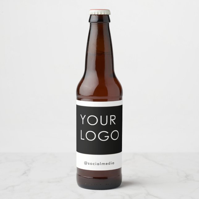 Modern Professional Company Business Logo White Beer Bottle Label (Front)