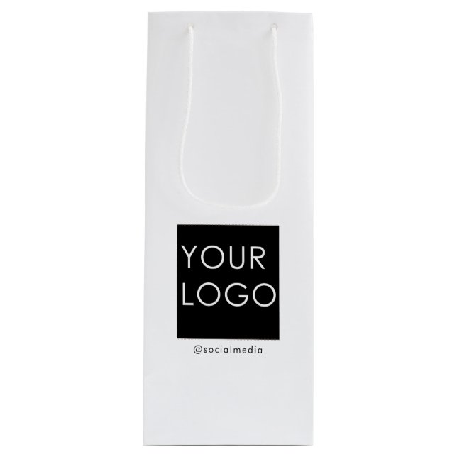 Modern Professional Company Business Logo White Wine Gift Bag (Front)