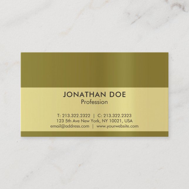 Modern Professional Creative Black and Gold Luxe Business Card (Front)