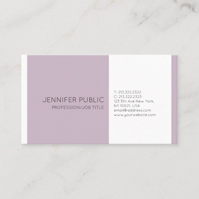 Modern Professional Creative Chic Plain Elegant Business Card (Front)