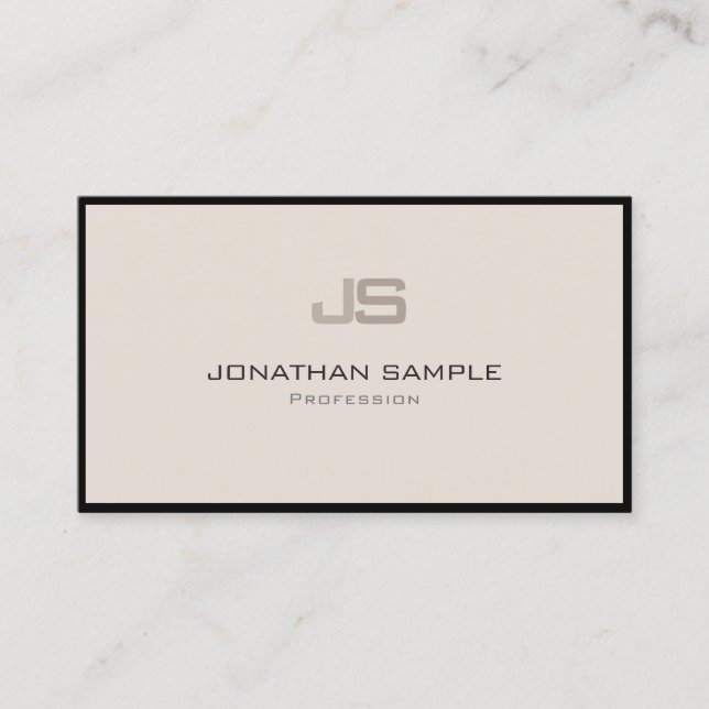 Modern Professional Creative Monogram Plain Business Card (Front)