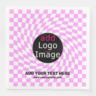 Modern Professional Custom Brand Chequered Pink Napkin