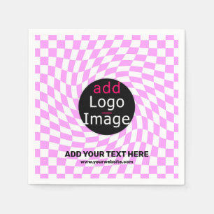 Modern Professional Custom Brand Chequered Pink   Napkin