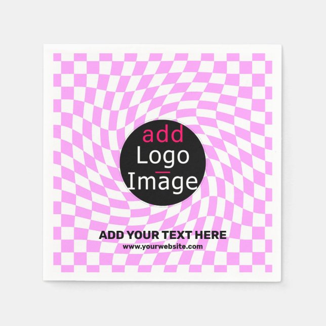 Modern Professional Custom Brand Chequered Pink   Napkin (Front)