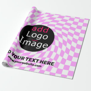 Modern Professional Custom Brand Chequered Pink  Wrapping Paper