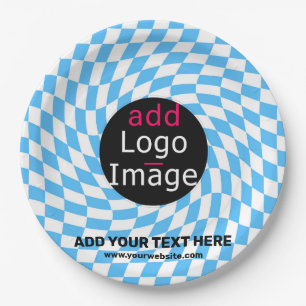 Modern Professional Custom Business Checker Blue  Paper Plate