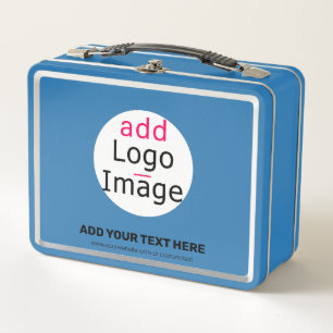 Modern Professional Custom Business Chic Sky Blue Metal Lunch Box