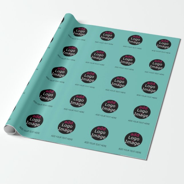 Modern Professional Custom Business Logo Mint Wrapping Paper (Unrolled)