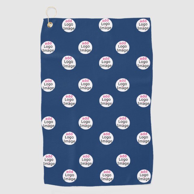 Modern Professional Custom Business Navy Blue Golf Towel (Front)