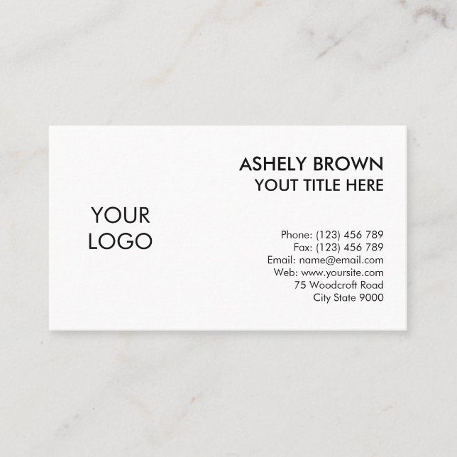 Modern Professional custom logo corporate white Business Card (Front)