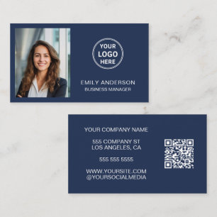 Modern Professional Custom Photo Logo QR Business Card
